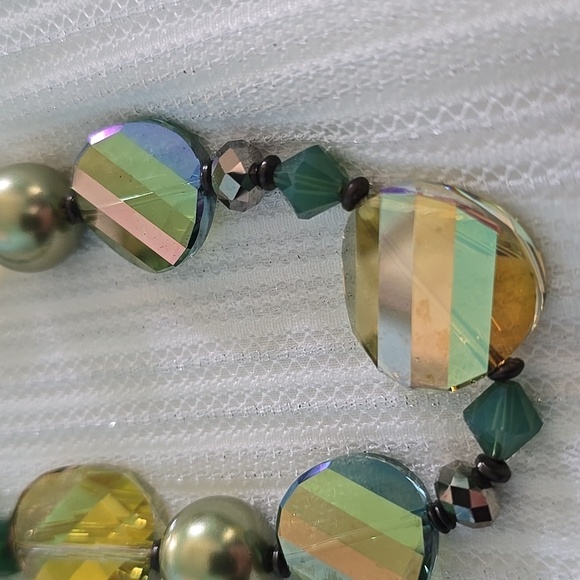 Emily Ray Gold and Green Necklace with Chain Tassel - Picture 2 of 3